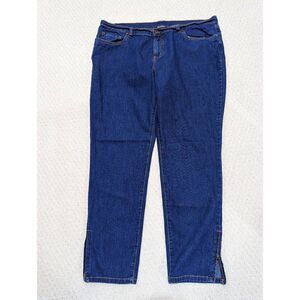 Metro Style Size 18 Women's Blue Dark Washed Mid-Rise Stretch Zip Ankle Jeans